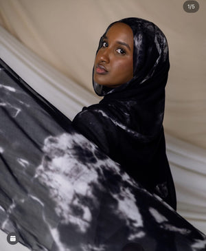Satin Printed Hijab | Luxury Satin Shawl Headscarf