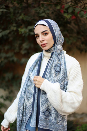 Satin Printed Hijab | Luxury Satin Shawl Headscarf