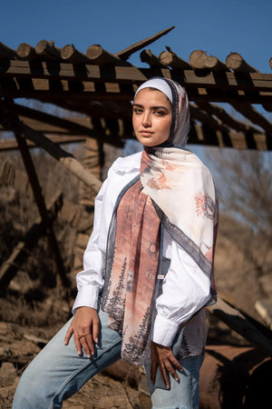 Satin Printed Hijab | Luxury Satin Shawl Headscarf