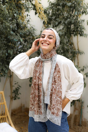 Satin Printed Hijab | Luxury Satin Shawl Headscarf