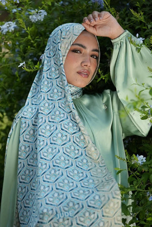 Satin Printed Hijab | Luxury Satin Shawl Headscarf
