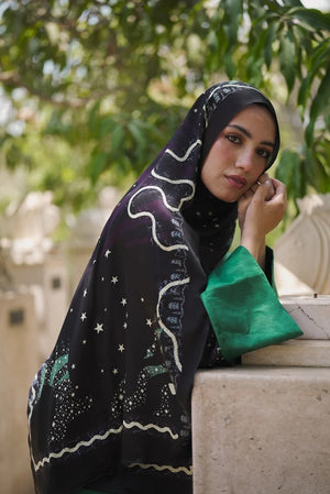 Satin Printed Hijab | Luxury Satin Shawl Headscarf
