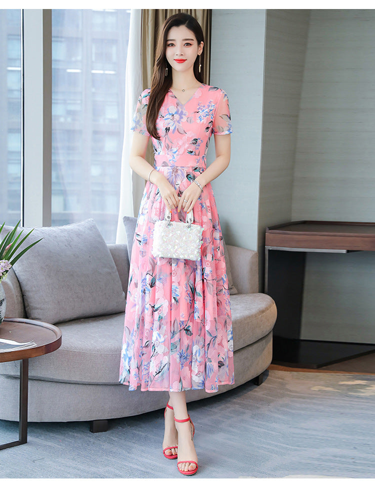 Plus Size Floral Dress – Long Skirt Printed Dress for Women