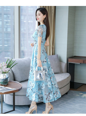 Plus Size Floral Dress – Long Skirt Printed Dress for Women