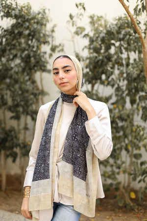 Satin Printed Hijab | Luxury Satin Shawl Headscarf