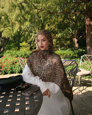 Satin Printed Hijab | Luxury Satin Shawl Headscarf