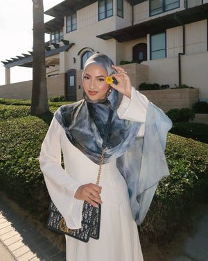Satin Printed Hijab | Luxury Satin Shawl Headscarf