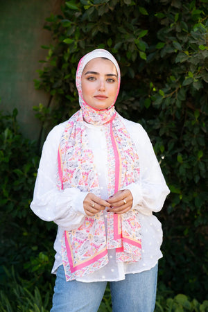 Satin Printed Hijab | Luxury Satin Shawl Headscarf