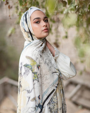 Satin Printed Hijab | Luxury Satin Shawl Headscarf