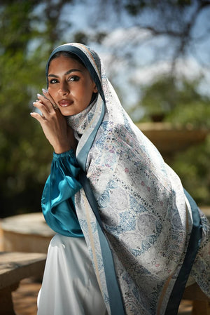 Satin Printed Hijab | Luxury Satin Shawl Headscarf