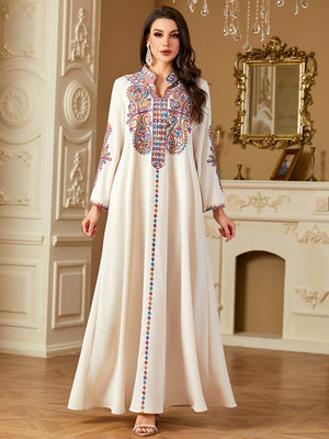 Beaded Embroidery Abaya – Elegant Long Robe Dress