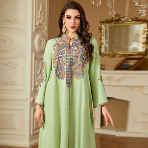 Beaded Embroidery Abaya – Elegant Long Robe Dress