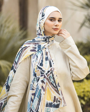 Satin Printed Hijab | Luxury Satin Shawl Headscarf