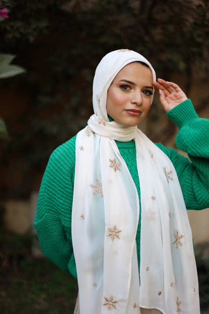 Satin Printed Hijab | Luxury Satin Shawl Headscarf