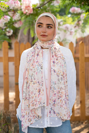 Satin Printed Hijab | Luxury Satin Shawl Headscarf