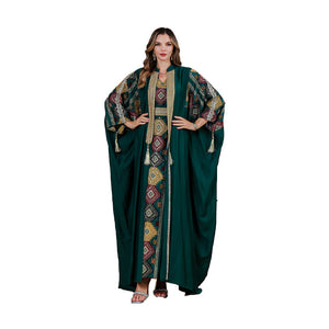 Embroidered Evening Abaya – Luxury Two-Piece Robe Set