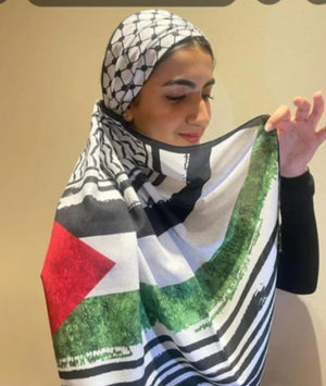 Satin Printed Hijab | Luxury Satin Shawl Headscarf