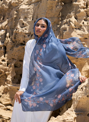 Satin Printed Hijab | Luxury Satin Shawl Headscarf