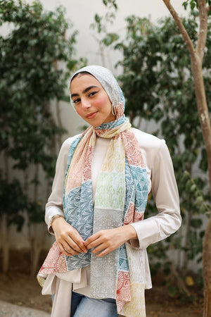 Satin Printed Hijab | Luxury Satin Shawl Headscarf