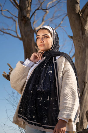 Satin Printed Hijab | Luxury Satin Shawl Headscarf