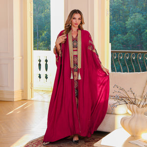 Embroidered Evening Abaya – Luxury Two-Piece Robe Set
