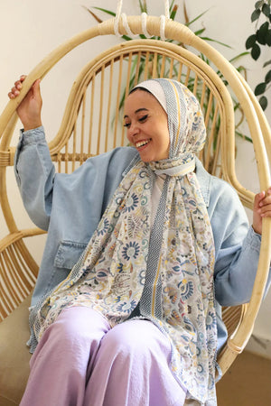 Satin Printed Hijab | Luxury Satin Shawl Headscarf