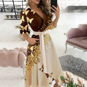 Butterfly Print Dress – Elegant Women's Starlight Pattern Dress