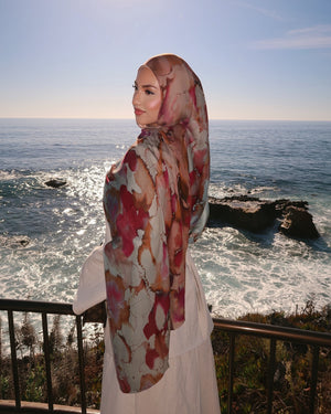 Satin Printed Hijab | Luxury Satin Shawl Headscarf