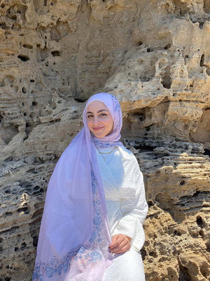 Satin Printed Hijab | Luxury Satin Shawl Headscarf