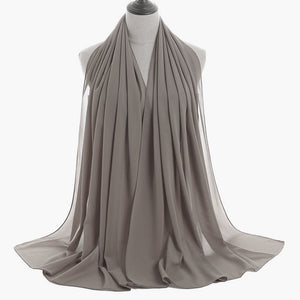 Chiffon Hijab Scarf – Monochrome Pearl 70x180cm