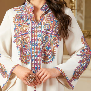 Beaded Embroidery Abaya – Elegant Long Robe Dress
