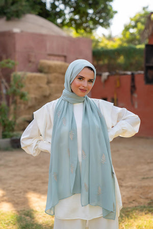 Satin Printed Hijab | Luxury Satin Shawl Headscarf