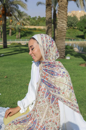 Satin Printed Hijab | Luxury Satin Shawl Headscarf