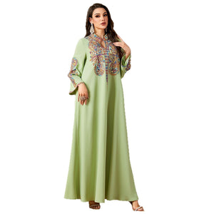 Beaded Embroidery Abaya – Elegant Long Robe Dress