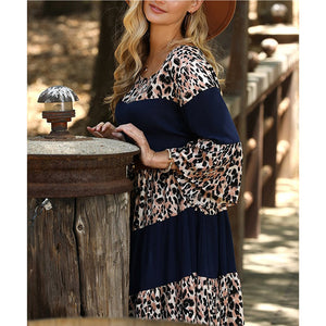 printed bell sleeve dress Printed Round Neck 