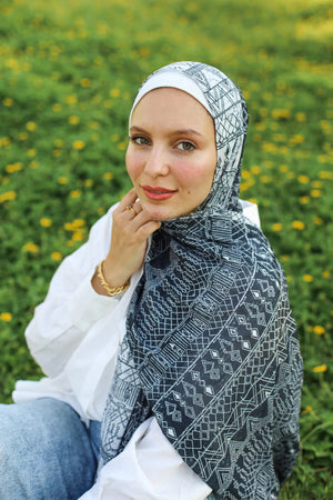 Satin Printed Hijab | Luxury Satin Shawl Headscarf
