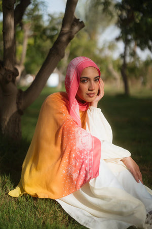 Satin Printed Hijab | Luxury Satin Shawl Headscarf