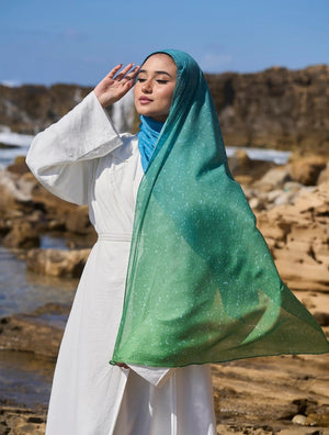 Satin Printed Hijab | Luxury Satin Shawl Headscarf