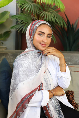 Satin Printed Hijab | Luxury Satin Shawl Headscarf