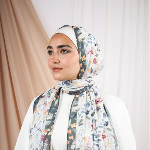 Satin Printed Hijab | Luxury Satin Shawl Headscarf
