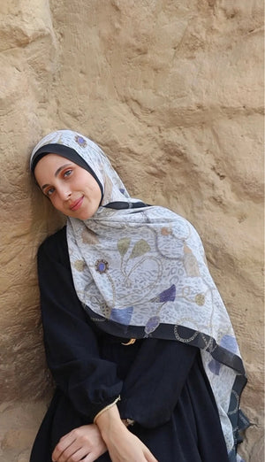 Satin Printed Hijab | Luxury Satin Shawl Headscarf