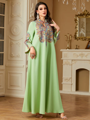Beaded Embroidery Abaya – Elegant Long Robe Dress