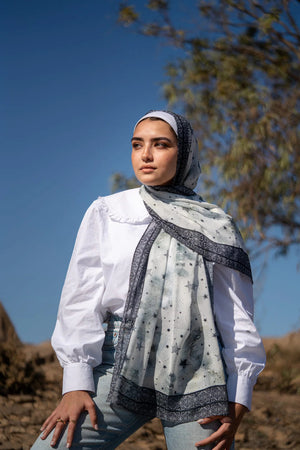 Satin Printed Hijab | Luxury Satin Shawl Headscarf