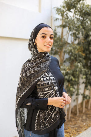 Satin Printed Hijab | Luxury Satin Shawl Headscarf