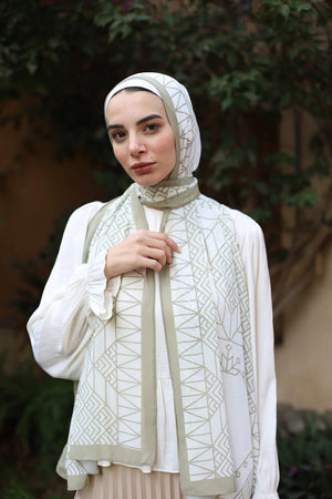 Satin Printed Hijab | Luxury Satin Shawl Headscarf