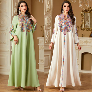 Beaded Embroidery Abaya – Elegant Long Robe Dress
