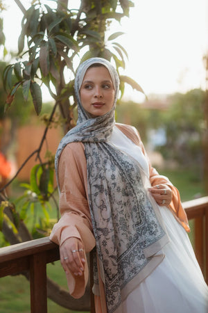 Satin Printed Hijab | Luxury Satin Shawl Headscarf