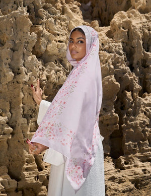 Satin Printed Hijab | Luxury Satin Shawl Headscarf